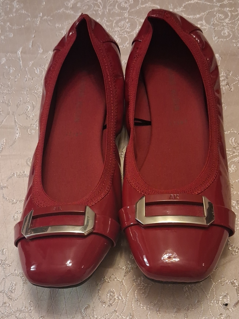Anne Klein Women's Red Patent Ballet Flats with Buckle Accent sz.11M